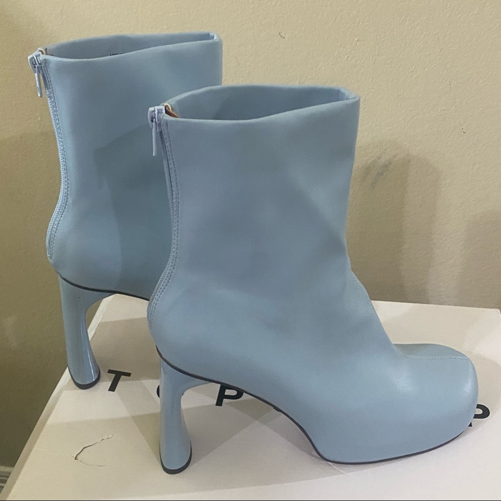 Topshop Harri Platform High Heeled sock Party Blogger Women Boots in Sky boots - Picture 6 of 11